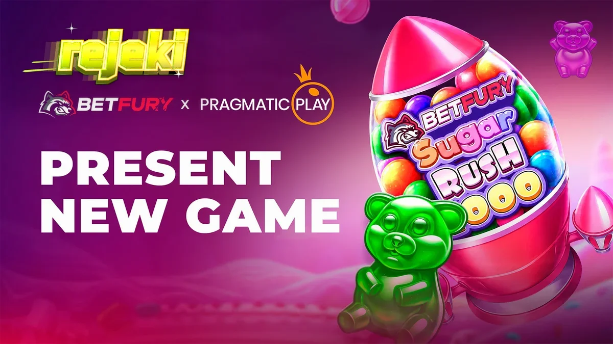 Tampilan visual ceria dan penuh warna dari slot BetFury Sugar Rush 1000